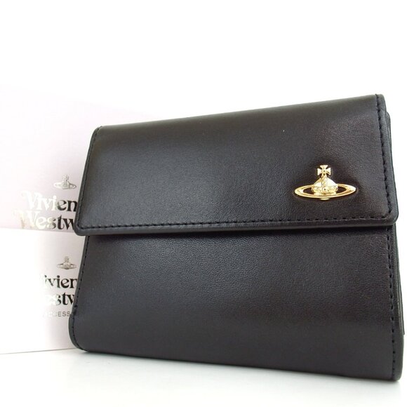 Authentic Vivienne Westwood VINTAGE WATER ORB Tri-fold wallet leather [Used] - Picture 1 of 12